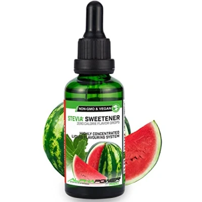 Imagen de ALPHA POWER FOOD®: Stevia líquida natural Gotas de Sandía, Edulcorante natural, sustituto del azúcar con sabor sin &amp; calorías