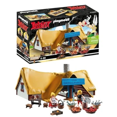 Imagen de PLAYMOBIL Asterix 71266 la Cabaña de Ordenalfabetix, Ordenalfabetix y su Esposa Elosumarin, Juguete para niños a Partir 5 años