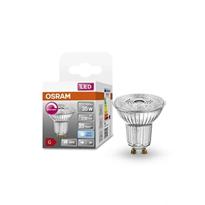 Imagen de OSRAM Lámpara reflectora Superstar, GU10 base, vidrio transparente ,Blanco cálido (2700K), 230 Lumen, sustituto de 35W iluminante 6 paquete