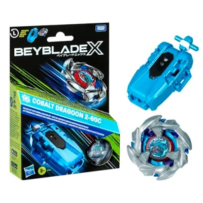 Imagen de Beyblade X, Set Premium de Lanzador con Cuerda y Top Cobalt Dragoon 2 60C rotación Izquierda