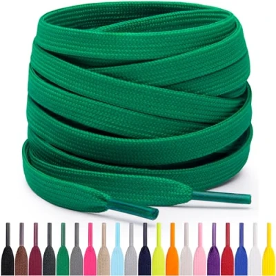 Imagen de Miscly Cordones Planos para Zapatillas, Disponibles en Varias Tallas y Colores (Verde, 114 cm)
