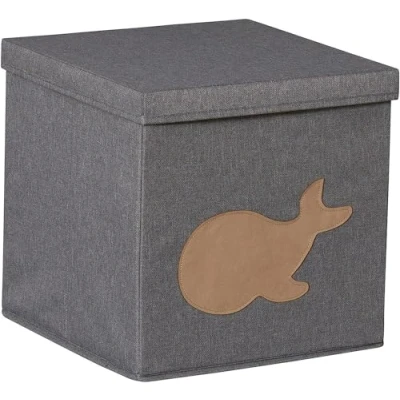Imagen de LOVE IT STORE Caja de almacenamiento plegable con tapa para habitación infantil, diseño ballena, compatible estante cúbico, 30 x cm, color gris