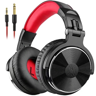 Imagen de OneOdio Pro10 Auriculares DJ con Cable, Estéreo de Mezcla y Monitor Estudio, 50mm Controladores, 3.5 6.35mm Conector Audio para PC AMP Grabación Teléfono Piano Guitarra, Rojo Negro