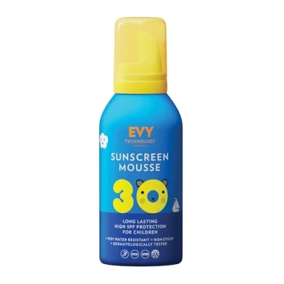 Imagen de EVY Protector solar en forma de Mousse para Bebés y niños SPF 30 sin perfume protección resistente al sudor agua a partir 6 meses