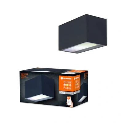 Imagen de LEDVANCE SMART+ WI FI BRICK RGBW 8,5cm dimmbare LED Wandleuchte dunkelgrau mit hochwertigem Aluminium Gehäuse, quadratisch, RGB Farbsteuerung, 14 W, 3000 Kelvin warmweiß, 600 Lumen, IP44