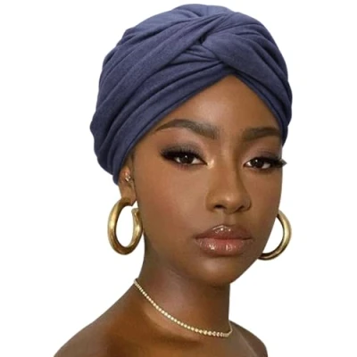 Imagen de DRESHOW Hair Wrap para Mujeres Acanalado Suave Turbante Stretch Jersey Cabeza Bufanda Transpirable Ligero Color Sólido