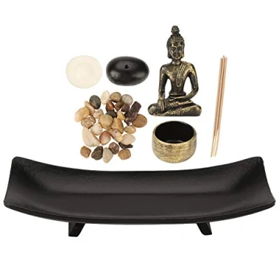 Imagen de Estatua de Buda Mesa Buda, Jardín Zen Meditación Arena Tranquilo, Relax Decoración