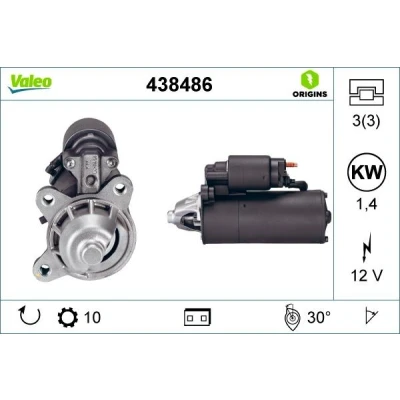 Imagen de VALEO 438486 Motor de arranque 12 2,4 10 FORD: Focus Mk1 Hatchback, Familiar, Transit Connect Furgón