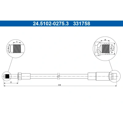 Imagen de ATE 24.5102 0275.3 Latiguillos de Freno 320mm M10x1mm BMW: 5 Sedán