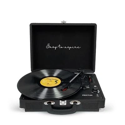 Imagen de Tocadiscos Prixton VC400BK, Reproductor Vinilo, Bluetooth, USB, Altavoces Incorporados, Diseño de Maleta, Negro