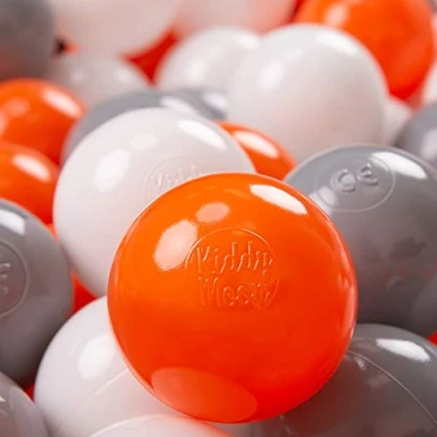 Imagen de KiddyMoon 100 ∅ 7Cm Bolas Colores De Plástico para Piscina Niños, Naranja/Gris/Blanco