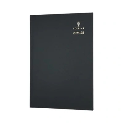 Imagen de Collins Agenda de escritorio estándar medio año, tamaño A5, vista semanal, año académico 2024 25, papel FSC, color negro, diario semanal para estudiantes, profesores, 38M.99 2425,
