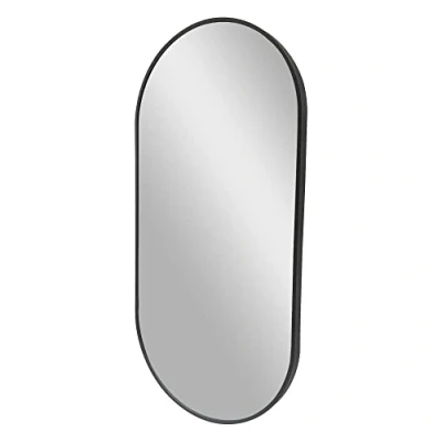 Imagen de [en.casa] Espejo de Pared para Baño Pasillo Elegante Forma Elíptica Horizontal/Vertical Aluminio 40 x 80 cm Negro