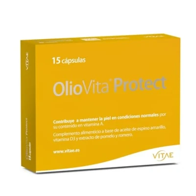 Imagen de Vitae OlioVita Protect 15 cápsulas Fotoprotector oral con aceite de espino amarillo, extracto pomelo y romero, vitamina D Cuida protege la piel Hidratante Antioxidante Alergia Solar