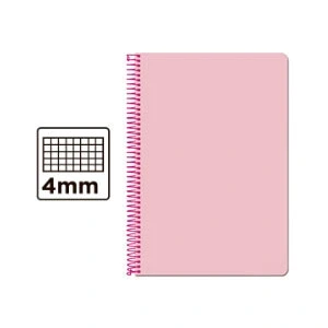 Imagen de Cuaderno espiral liderpapel folio smart tapa blanda 80h 60gr cuadro 4mm con margen color rosa