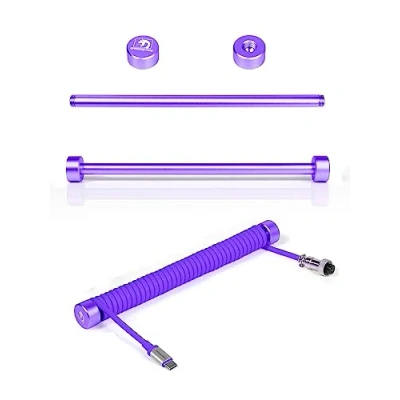 Imagen de MAMBASNAKE RC01 Fixed Rod de Cable Aviador en Espiral Custom Enrollador Aluminio Barra Administración Teclado Gaming Metal Peso Púrpura