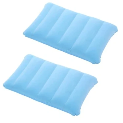 Imagen de tintoke 2 almohadas hinchables para camping, viajes, cojín de aire, terciopelo, el cuello, la playa, viajes al aire libre, senderismo (azul)