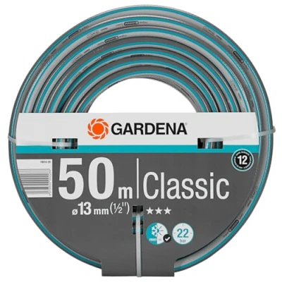 Imagen de Gardena Classic, Manguera de jardín, 1/2 pulgadas, 13 mm diámetro, 50m, Color Gris/Turquesa, 30 x cm