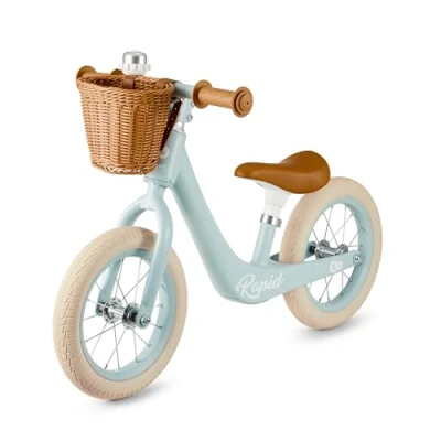 Imagen de Kinderkraft Rapid 2 Bicicleta Sin Pedales Rapid, De Equilibrio, Partir 3 Años, Sólida, para los Niñas y Niños, Segura, Ajustable, Solo 3.7 kg, Retro, Azul