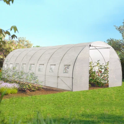 Imagen de IDMarket Invernadero de túnel jardín, 24 m², color blanco, gama hortalizas los Andes, 8 x 3 m