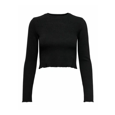 Imagen de ONLY Onlkitty L/S Top Cropped Jrs Noos Camiseta de Manga Larga, Negro, L Mujeres