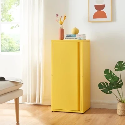 Imagen de [en.casa] Armario de Oficina Burlöv Archivador Estudio con 2 Estantes Regulables en Altura Mueble 1 Puerta y 3 Compartimentos Acero 88 x 40 35 cm Amarillo