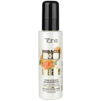 Imagen de Tahe Miracle Gold Crema de peinado antiencrespamiento con Queratina, Argán y Manzanilla, 100 ml