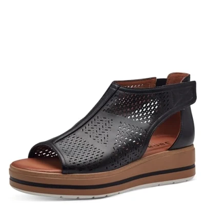 Imagen de Jana Softline 8 28260 42 001 Black Flache Sandale Komfortable Mehrweite Alltagsschuh Festlich Elegant, Sandalias con cuña Mujer, Negro, EU Ancho