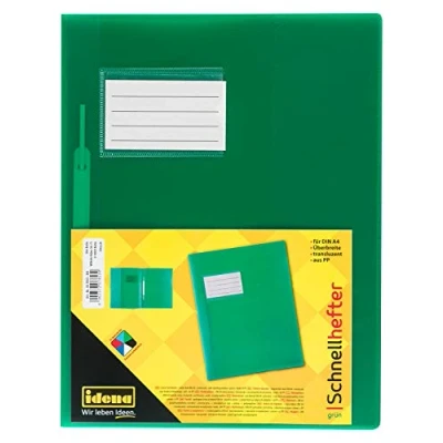 Imagen de Idena 307853 Carpeta para DIN A4, extra ancha, de polipropileno, verde translúcido, 1 unidad.
