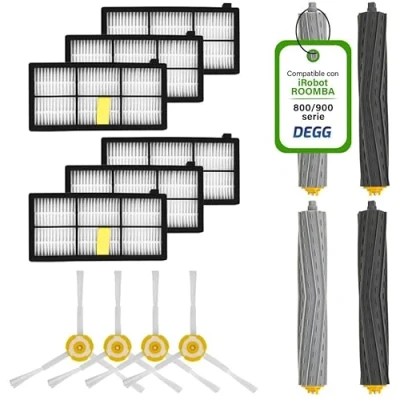 Imagen de DEGG Piezas de Repuesto para iRobot Roomba 800/900 Serie 4 Rodillos Goma, 6 Filtros HEPA, Cepillos Laterales PAQUETE ANUAL