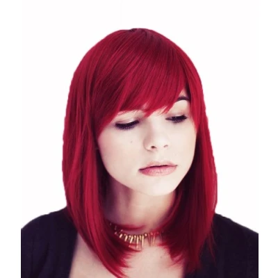 Imagen de Prettyland C268 45cm Peluca roja lisa ondulada resistente al Calor con mayor Volumen