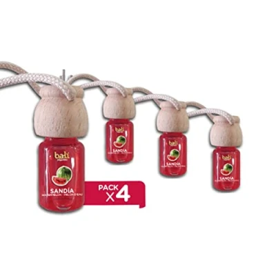 Imagen de Bali fragancias Pack de 4 Ambientadores coche SANDÍA 6 ml 0% alcohol, absorbe el mal olor tu vehículo