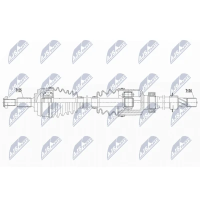 Imagen de NTY NPW RE 183 Árbol de Transmisión Eje delantero, derecha 975 automática RENAULT: MEGANE 3 Coupe,