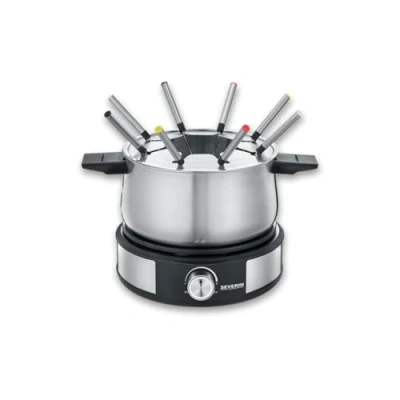 Imagen de SEVERIN Combinación de fondue y crepera 1500 W. Olla Acero inoxidable extraíble con marca mín. / máx. Inoxidable/Negro. FO 2471