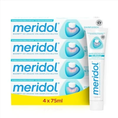 Imagen de meridol Pasta de dientes 4 x 75 ml para combatir la inflamación las encías, efecto antibacteriano