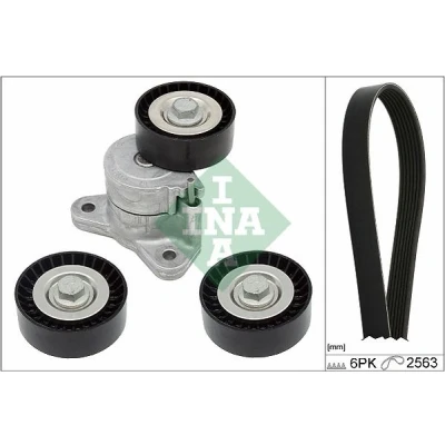 Imagen de INA 529 0191 10 Juego de correas trapeciales poli V Revisar/sustituir poleas libres del alternador CITROËN: C Crosser SUV, MITSUBISHI: Outlander 2 SUV