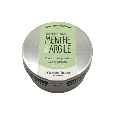 Imagen de Dentífrico Menta y Arcilla en Polvo 60 g Cuidado Remineralizante Blanqueador Natural L&#039;Oursin Blanc