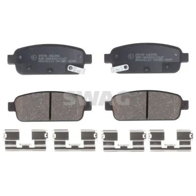 Imagen de SWAG 40 91 6894 Juego de pastillas freno Eje trasero con avisador acústico desgaste material fijación OPEL: Astra J Hatchback