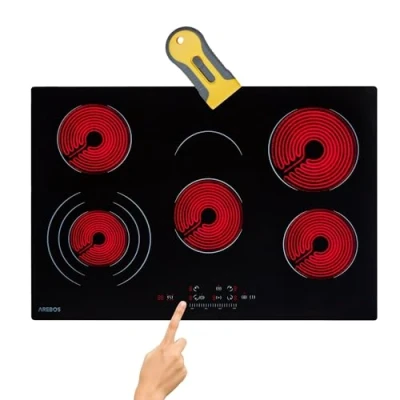 Imagen de Arebos Placa de vitrocerámica Eléctrica Encimera Controles táctiles del Sensor dispositivo seguridad para niños 5 zonas cocción
