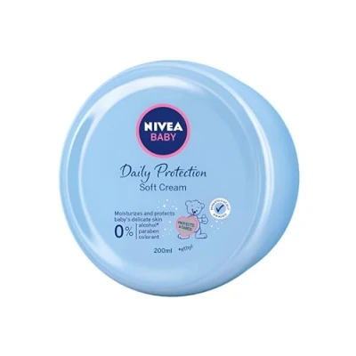 Imagen de Nivea Baby Soft Cream 200 ml (Pack de 3) Protección diaria 0% Alcohol, Parabens and Colorant Free Hypoallergenic Clinically Tested Skin friendly 24 Hours of Hydration
