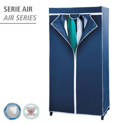 Imagen de Wenko Armario Tela con Cremallera Azul, de para Ropa, Mueble Guardaropa Estanterias Almacenaje, Armarios Dormitorio, Ropero Tela, 2 Puertas, 75 x 150 50 cm