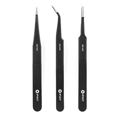 Imagen de iFixit Precision Tweezers Set, Juego de pinzas precisión con 3 tipos diferentes para reparar tu dispositivo electrónico como móvil, tableta, laptop