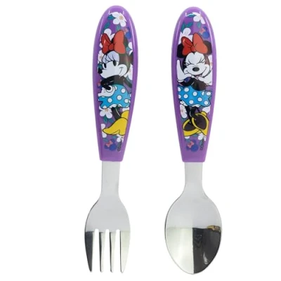 Imagen de Set de 2 cubiertos infantiles acero inoxidable compuesto tenedor y cuchara Minnie