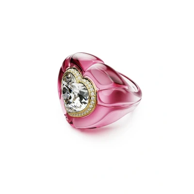 Imagen de Swarovski Anillo de cóctel Dulcis, Talla Corazón, Pavé, Rosa