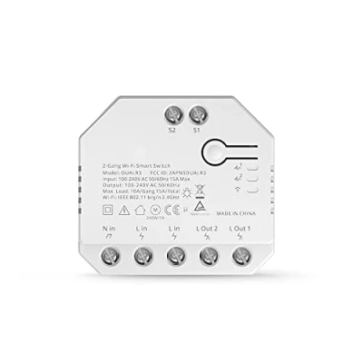 Imagen de Smilewolf dual R3/R3 Lite Mini WiFi Smart Switch Home 2 Gang Módulo de relé a través EWeLink Alexa Google (DUAL R3)