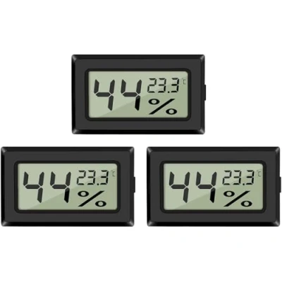 Imagen de EEEKit Paquete de 3 Higrómetro Termómetro, LCD Digital Mini Medidor Temperatura y Humedad para Invernadero Oficina, Negro