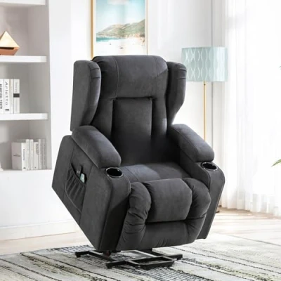 Imagen de COMHOMA Sillón Relax Masaje reclinable electrico de Tela con 8 Puntos Vibrante Función, Calor Lumbar poltrona reclinável levantapersonas