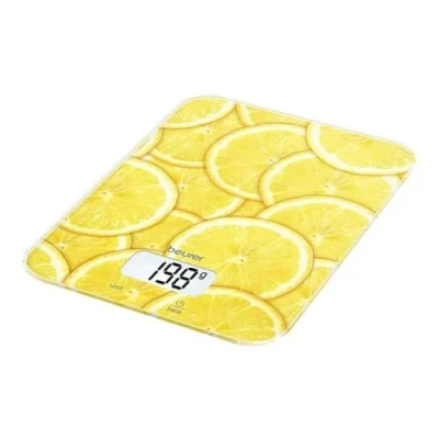 Imagen de Beurer KS 19 lemon Balanza de cocina, báscula digital para cocinar, con función pesaje tara, funcionamiento botón táctil, capacidad carga 5 kg