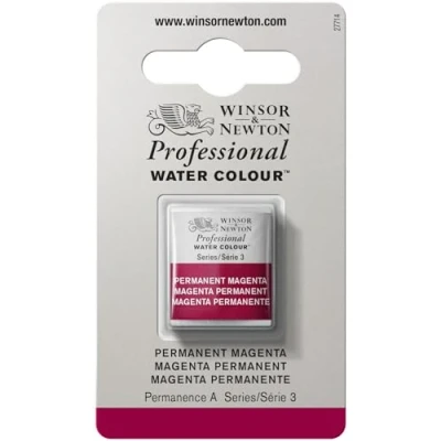 Imagen de Winsor &amp; Newton Acuarela Profesional Pintura de Acuarela, Alta Luminosidad, Resistente a la Luz, Calidad Archivo, 1/2 Godet, Color Magenta Permanente (Quinacridona)