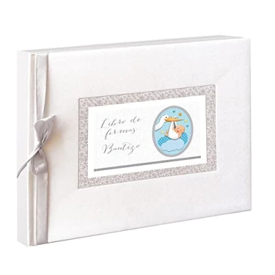 Imagen de libro de firmas Bautizo niño medidas: 27,5 x 23 cm. visitas, recuerdo bautizo, álbum huellas, Bautizo.